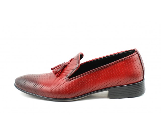 Pantofi barbati eleganti, rosii din piele naturala - L036RED