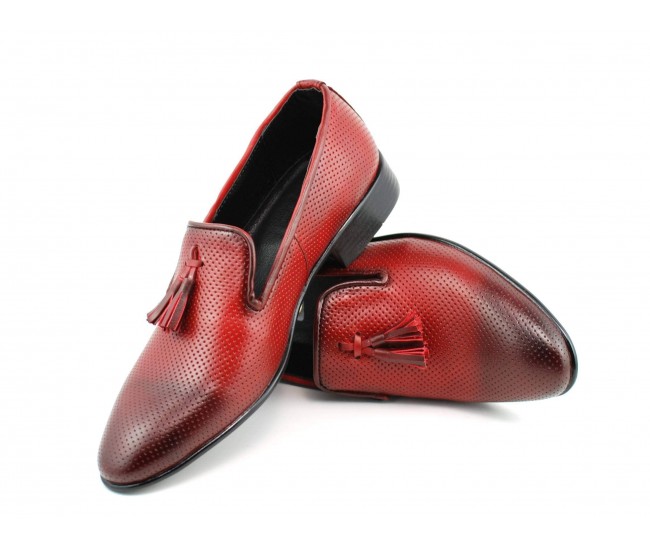 Pantofi barbati eleganti, rosii din piele naturala - 036RED