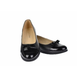 Balerini dama negri, casual, din piele naturala si varf lacuit - Made in Romania - RUTN