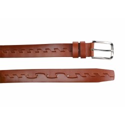 Curea barbati eleganta, mata, maro, din piele naturala 3.5 cm CLK3506M