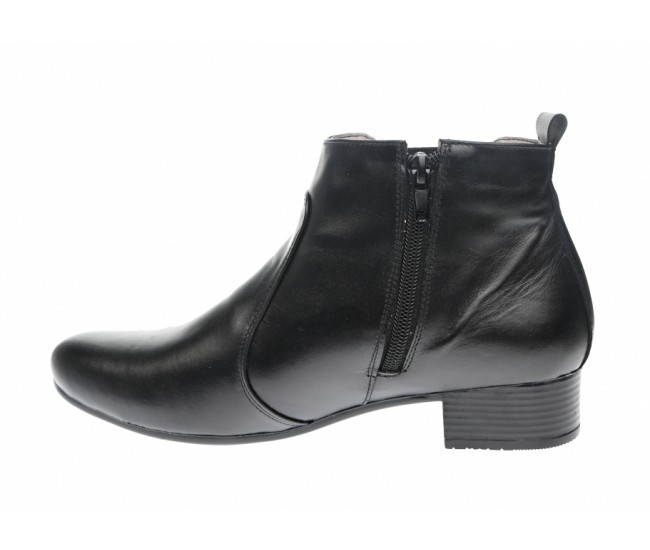 Botine dama negre din piele naturala cu elastic - NA275C