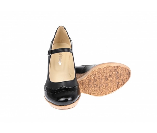 Pantofi dama casual din piele naturala  neagra - P104B
