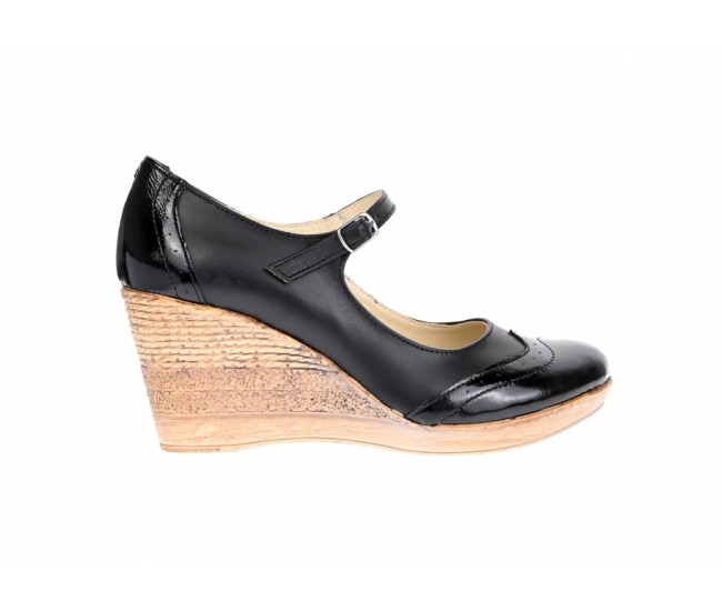 Pantofi dama casual din piele naturala  neagra - P104B