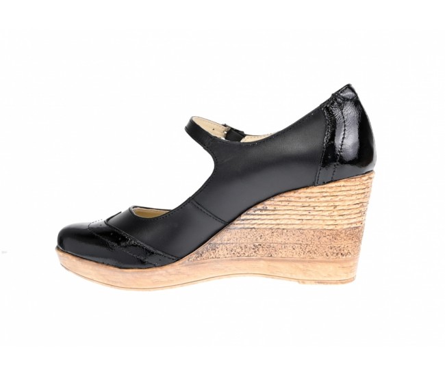 Pantofi dama casual din piele naturala  neagra - P104B