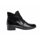 Oferta marimea 37 -  Botine dama, negre, model casual-elegant, din piele naturala lacuita,croco - LNA316N