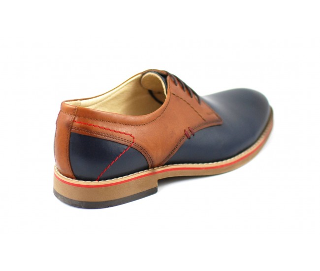 Pantofi barbati casual din piele naturala bleumarin cu maro - SIRNEVERMBLM