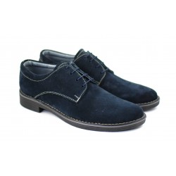 Oferta marimea 37, 39, 40, 41, 42, 43, 45 -Pantofi barbati casual, eleganti din piele naturala intoarsa bleumarin - LPAVELBLM