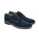 Pantofi barbati casual, eleganti din piele naturala intoarsa bleumarin - PAVELBLM