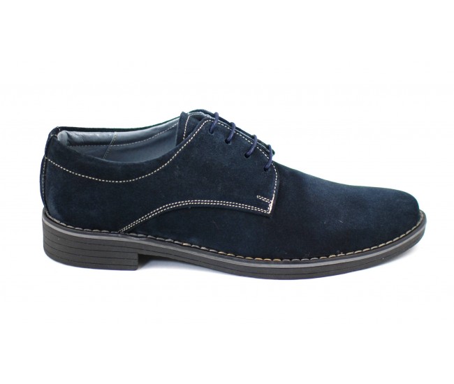 Oferta marimea 37, 39, 40, 41, 42, 43, 45 -Pantofi barbati casual, eleganti din piele naturala intoarsa bleumarin - LPAVELBLM