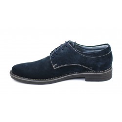 Oferta marimea 37, 39, 40, 41, 42, 43, 45 -Pantofi barbati casual, eleganti din piele naturala intoarsa bleumarin - LPAVELBLM