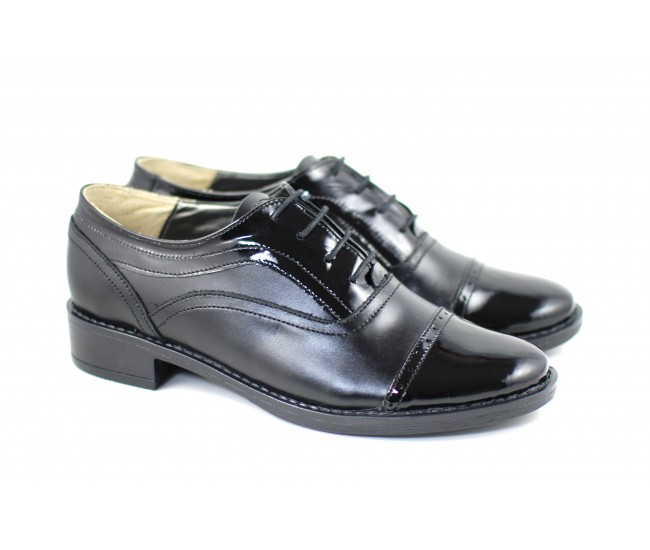 Pantofi dama casual din piele naturala de culoare neagra - PNBOXLAC