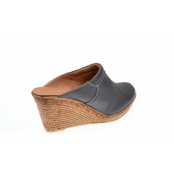 Saboti dama gri din piele naturala cu platforme de 7 cm - TEA19GRI