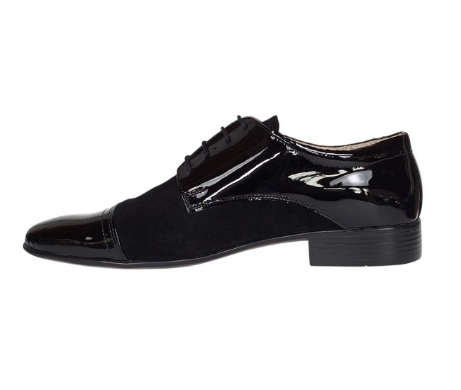 Pantofi eleganti barbati din piele naturala intoarsa cu varf lac - Enzo Top GKR