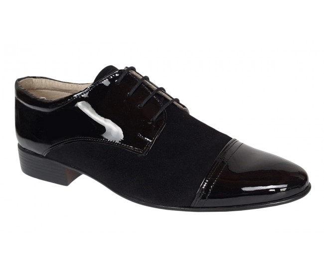 Pantofi eleganti barbati din piele naturala intoarsa cu varf lac - Enzo Top GKR