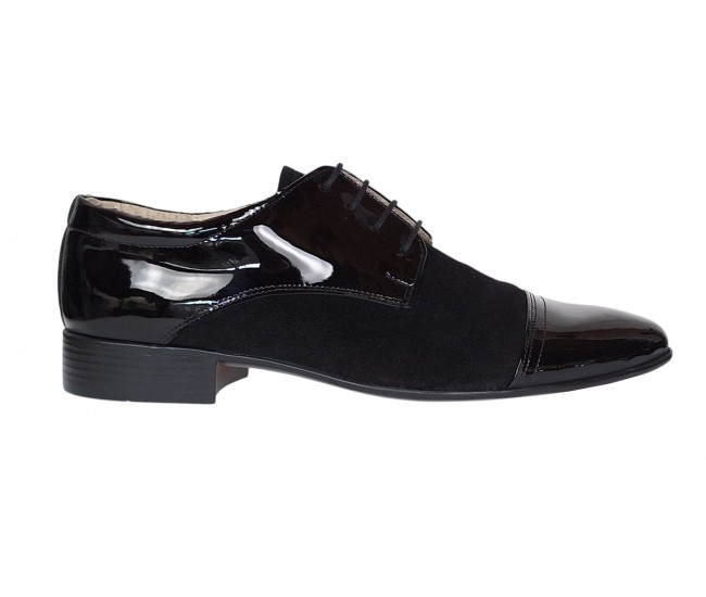 Pantofi eleganti barbati din piele naturala intoarsa cu varf lac - Enzo Top GKR