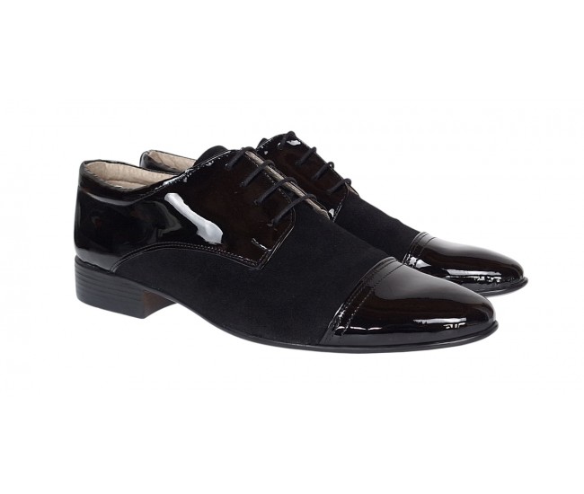 Pantofi eleganti barbati din piele naturala intoarsa cu varf lac - Enzo Top GKR