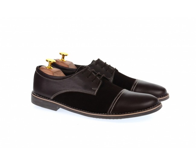 Pantofi barbati casual - eleganti din piele naturala maro EZELMBOXVEL