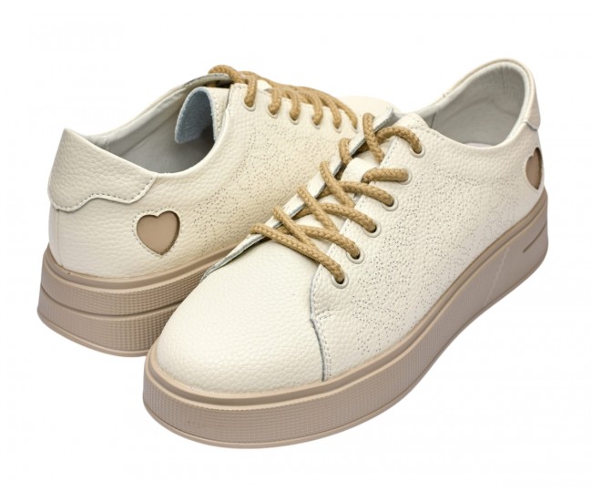 Pantofi dama casual din piele naturala - Aisha Bej Late GSK3033B