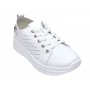 Pantofi dama casual din piele naturala cu perforatii - Latiffa Alb GSK3052A
