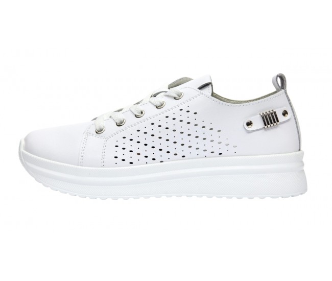 Pantofi dama casual din piele naturala cu perforatii - Latiffa Alb GSK3052A