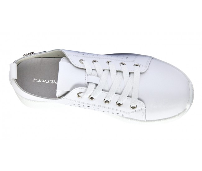 Pantofi dama casual din piele naturala cu perforatii - Latiffa Alb GSK3052A