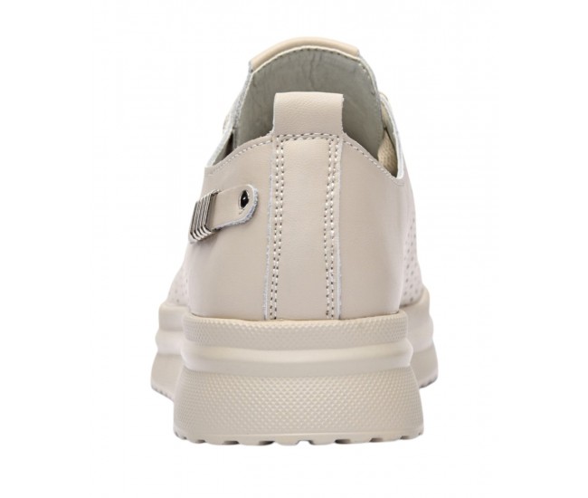 Pantofi dama casual din piele naturala cu perforatii - Latiffa Bej Late GSK3053B