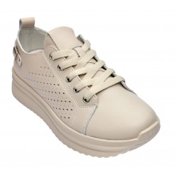 Pantofi dama casual din piele naturala cu perforatii - Latiffa Bej Late GSK3053B Pantofi dama casual din piele naturala cu perforatii - Latiffa Bej Late GSK3053B