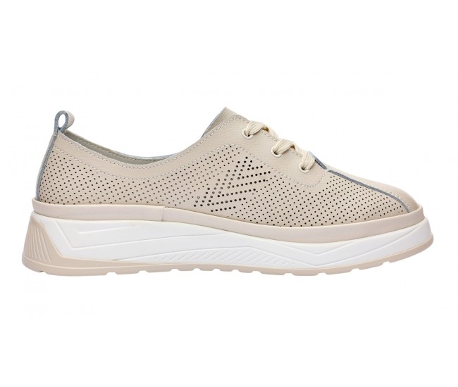 Pantofi dama casual din piele naturala cu perforatii - Karen Bej Late GSKFL9573B