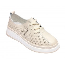 Pantofi dama casual din piele naturala cu perforatii - Karen Bej Late GSKFL9573B Pantofi dama casual din piele naturala cu perforatii - Karen Bej Late GSKFL9573B