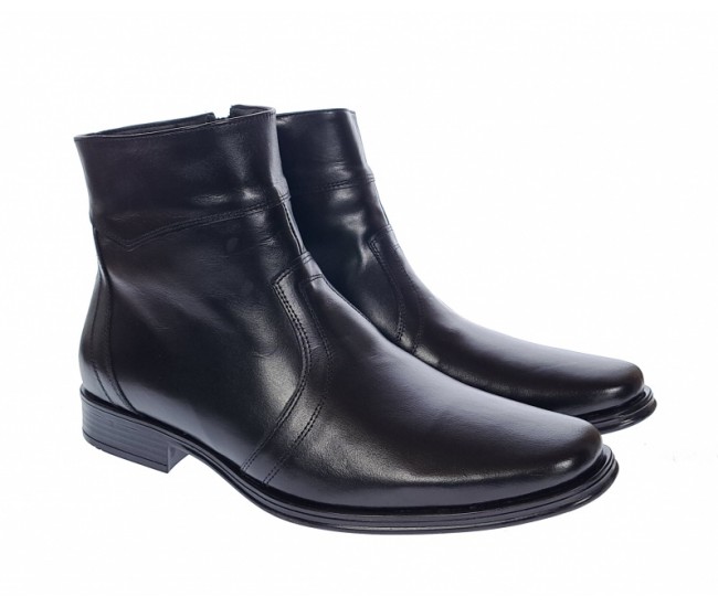 Ghete barbati elegante din piele naturala cu fermoar Negru ADAM G04NOU
