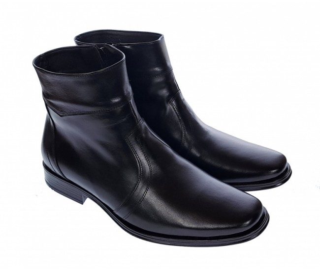 Ghete barbati elegante din piele naturala cu fermoar Negru ADAM G04NOU