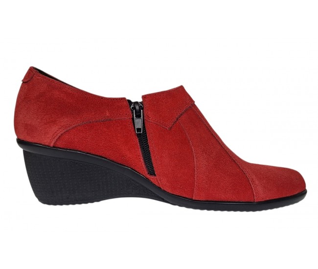 Botine dama din piele naturala intoarsa Maro Brun cu platforme de 5 cm - Mira Velur 