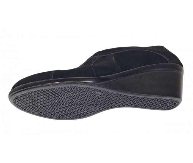 Botine dama negre din piele naturala intoarsa cu platforme de 5 cm - Mira Velur