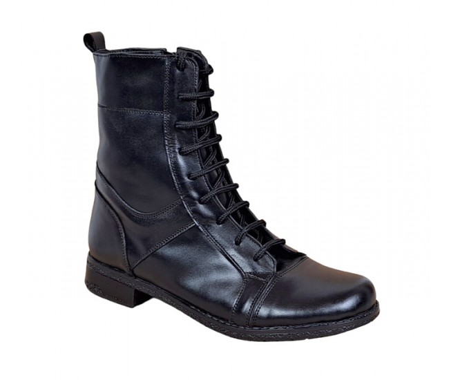 Ghete dama casual din piele naturala cu siret si fermoar G21FLN