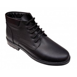Ghete barbati casual negre din piele naturala imblanite GB101N