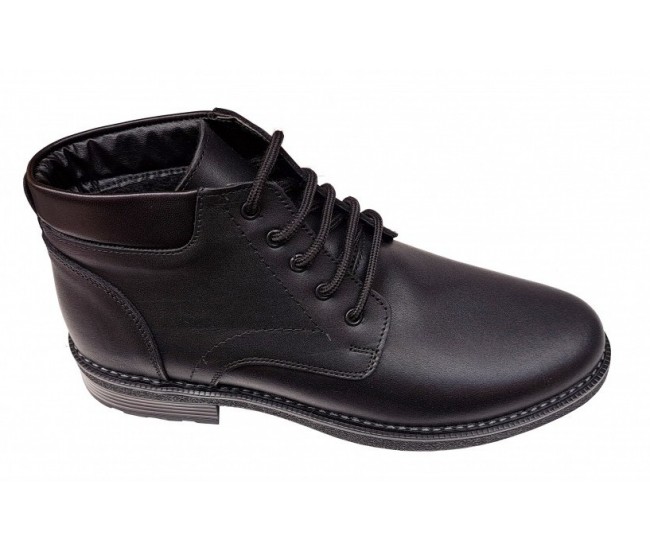 Ghete barbati casual negre din piele naturala imblanite GB101N