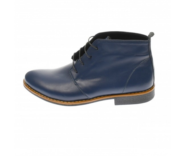 Ghete barbati office, elegante, din piele naturala bleumarin, Elion GB43BL