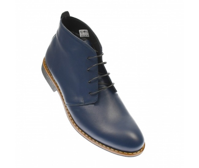 Ghete barbati office, elegante, din piele naturala bleumarin, Elion GB43BL