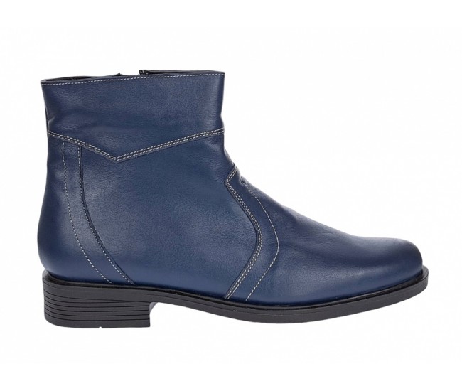 Ghete barbati din piele naturala, imblanite, elegante, cu fermoar, Bleumarin - GB99BLA1