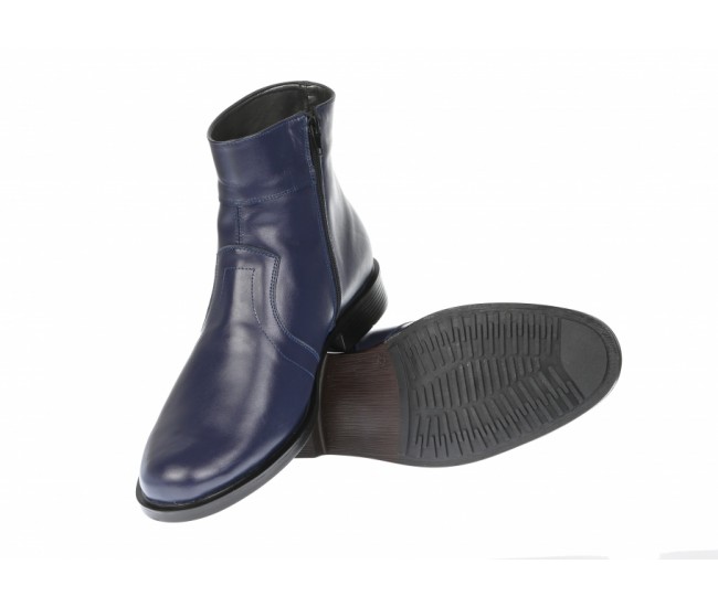 Ghete barbati office, elegante din piele naturala, cu fermoar, Bleumarin - GB99BLM