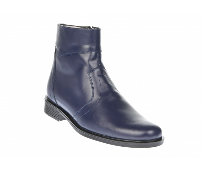 Ghete barbati office, elegante din piele naturala, cu fermoar, Bleumarin - GB99BLM