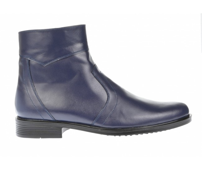 Ghete barbati office, elegante din piele naturala, cu fermoar, Bleumarin - GB99BLM