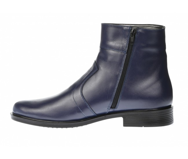 Ghete barbati office, elegante din piele naturala, cu fermoar, Bleumarin - GB99BLM