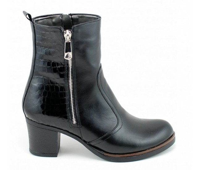 Ghete dama casual imblanite din piele naturala de culoare neagra GD206CRN