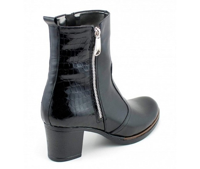 Ghete dama casual imblanite din piele naturala de culoare neagra GD206CRN