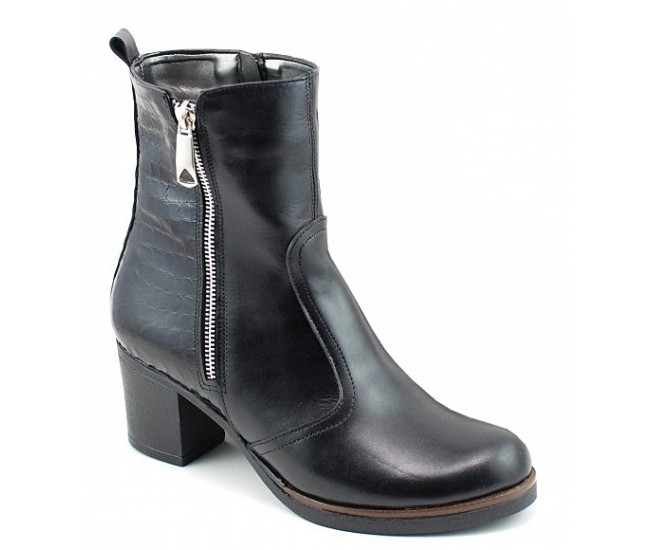 Ghete dama casual imblanite din piele naturala de culoare neagra GD206CRN