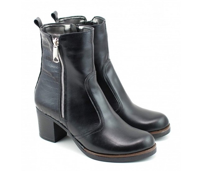 Ghete dama casual imblanite din piele naturala de culoare neagra GD206CRN