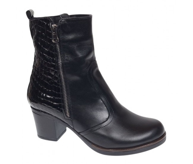 Ghete dama casual imblanite din piele naturala de culoare neagra GD206NBOX