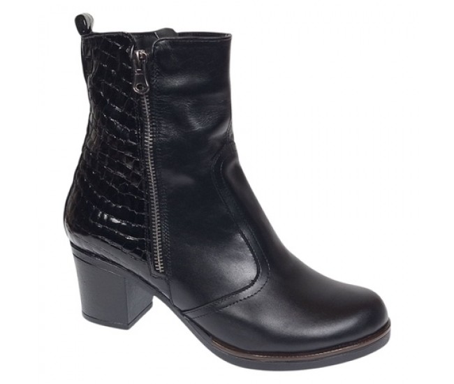 Ghete dama casual imblanite din piele naturala de culoare neagra GD206NBOX
