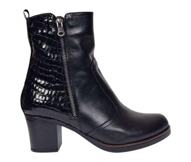 Ghete dama casual imblanite din piele naturala de culoare neagra GD206NBOX